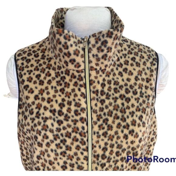 New Directions Cheetah Print Vest Sz. PXL Front Zip Stand Up Collar - Picture 8 of 10